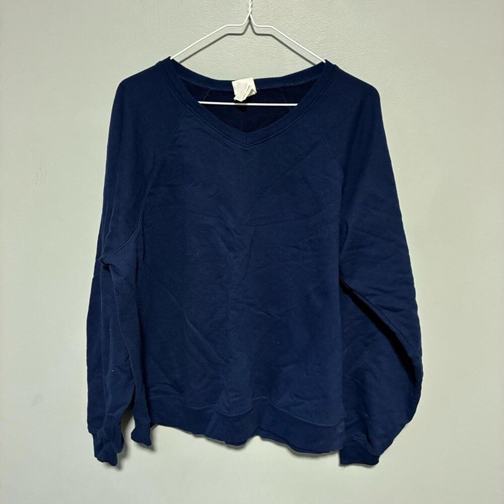 Hanes Dark Blue V-Neck Top women’s size XL